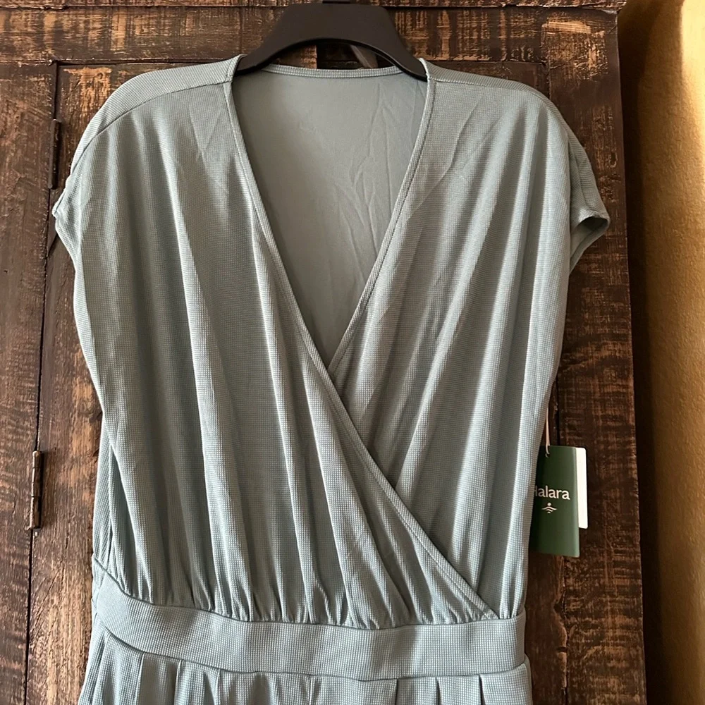 V Neck Short Sleeve Side Pocket Wide Leg Flowy Waffle Casual Jumpsuit Canton L - Picture 10 of 12